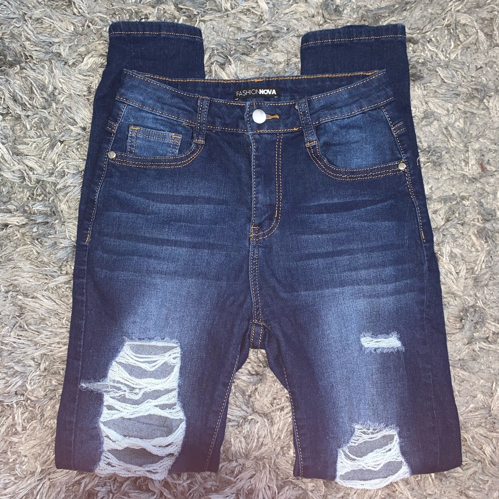 Fashion Nova Distressed High Waisted Jeans